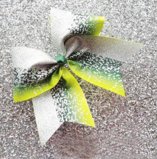 Новый Блестящий бант для волос с эффектом омбре сине Серебряный танец Черлидинга