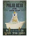 Постер с полярным медведем для ванной комнаты, подарок для влюбленного медведя, настенное художественное украшение, металлический постер с табличкой, металлический знак