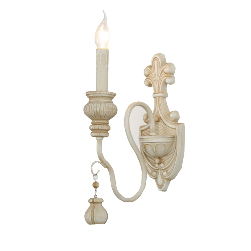 Винтажный настенный светильник из белого дерева в стиле ретро прикроватный для