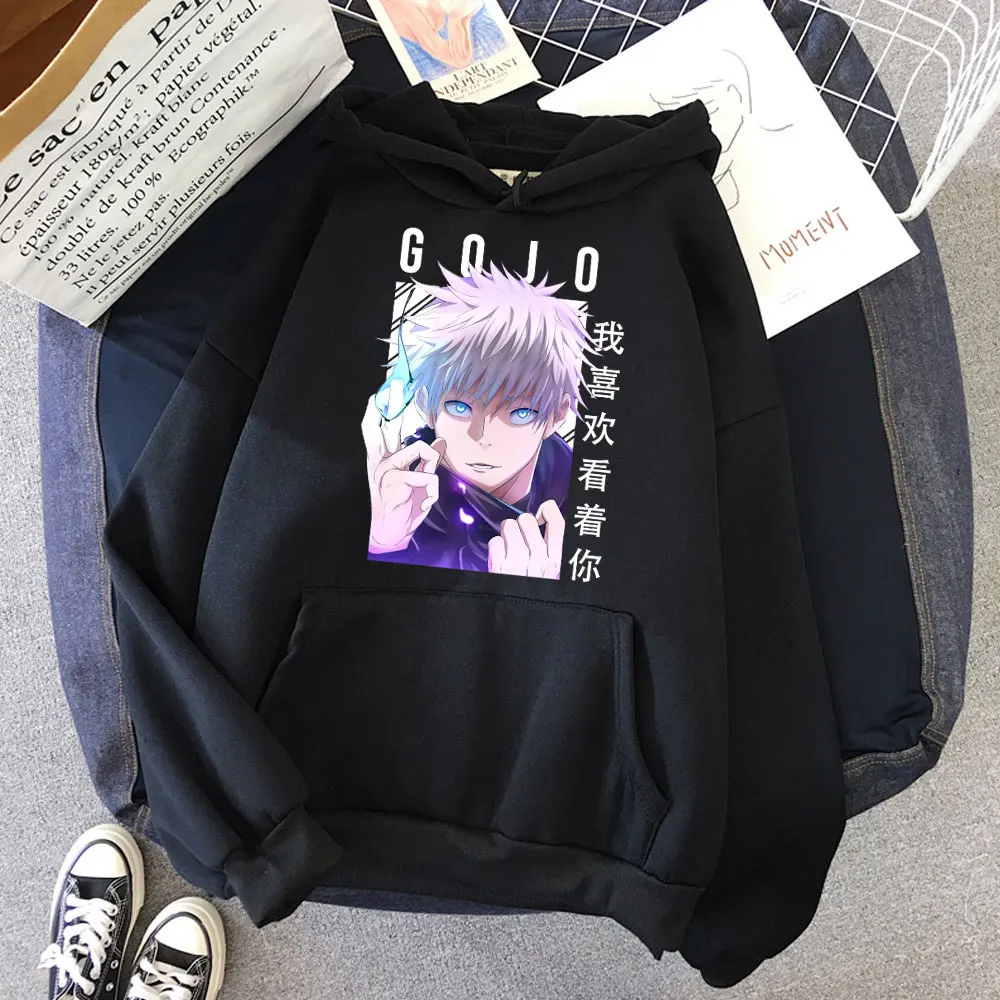 

Funny Gojo Satoru Hoodies Jujutsu Kaisen anime print hoodie Female Korean style loose hoodie 2021 Spring Autumn New Sweatshirt