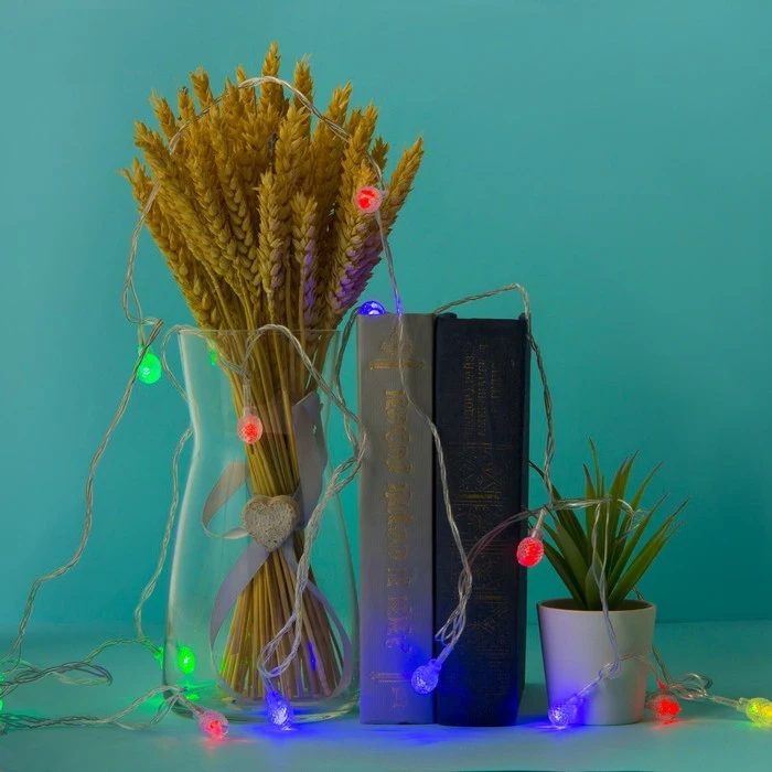 Гирлянда &quotНить&quot с насадками “Мини фонарик” 5 м LED 20 220V мигает нить прозрачная