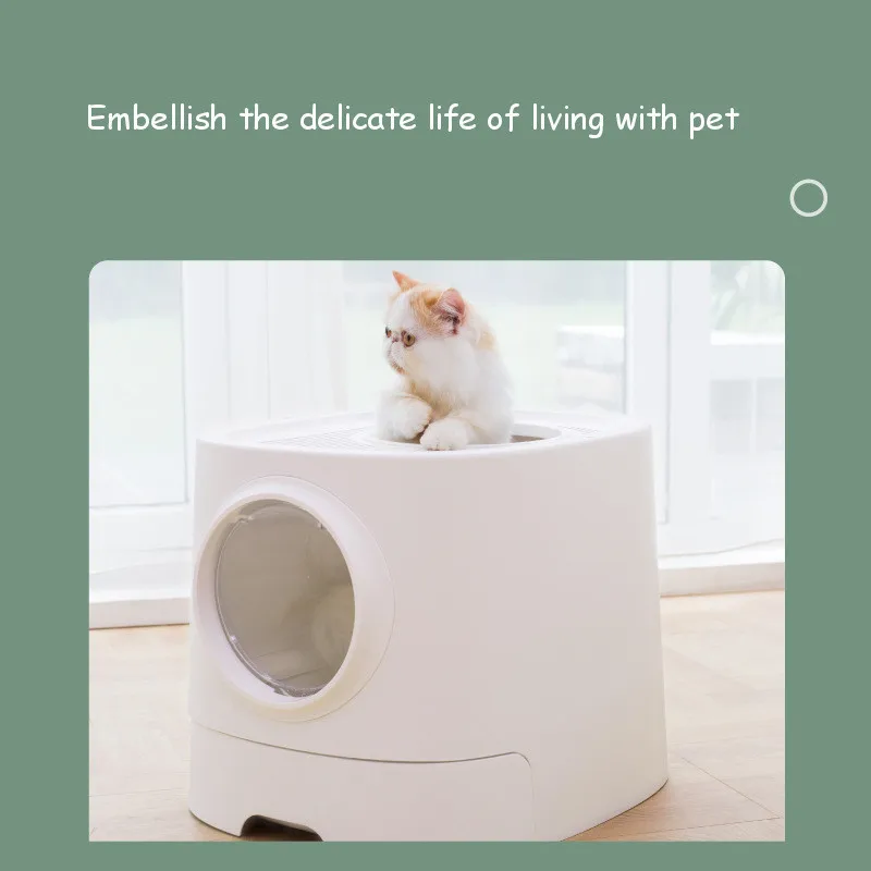 

Cat Bedpan Splash-proof Closed Cat Training Toilet Drawer Top Entry Type Pet Toilet Cat Litter Box For Pet Cleaning Large Space