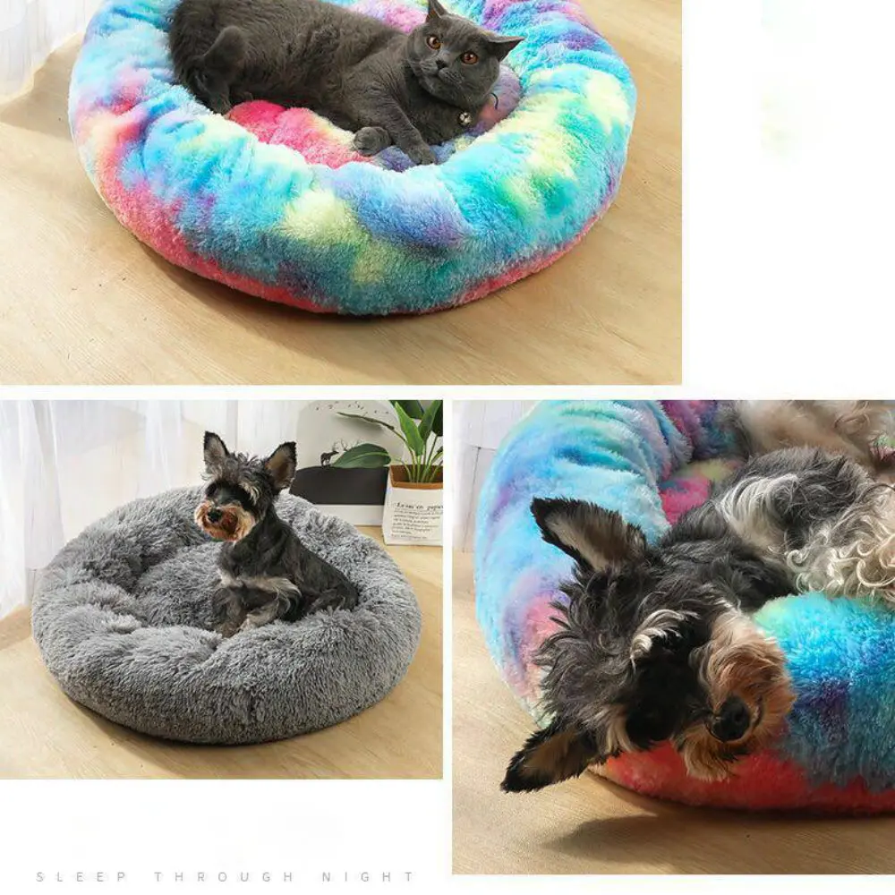 Спальный супер мягкий плюшевый спальный мешок для собаки Круглый кошки