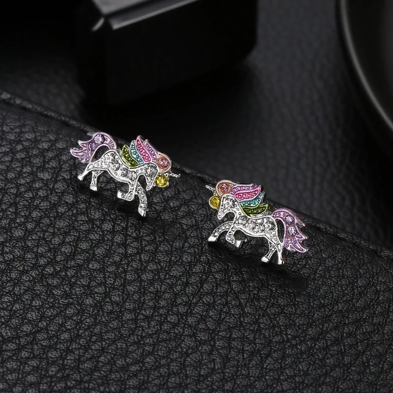 

new color unicorn cartoon earrings for women stainless steel gold small earrings fashion jewelry Valentine's Day earring