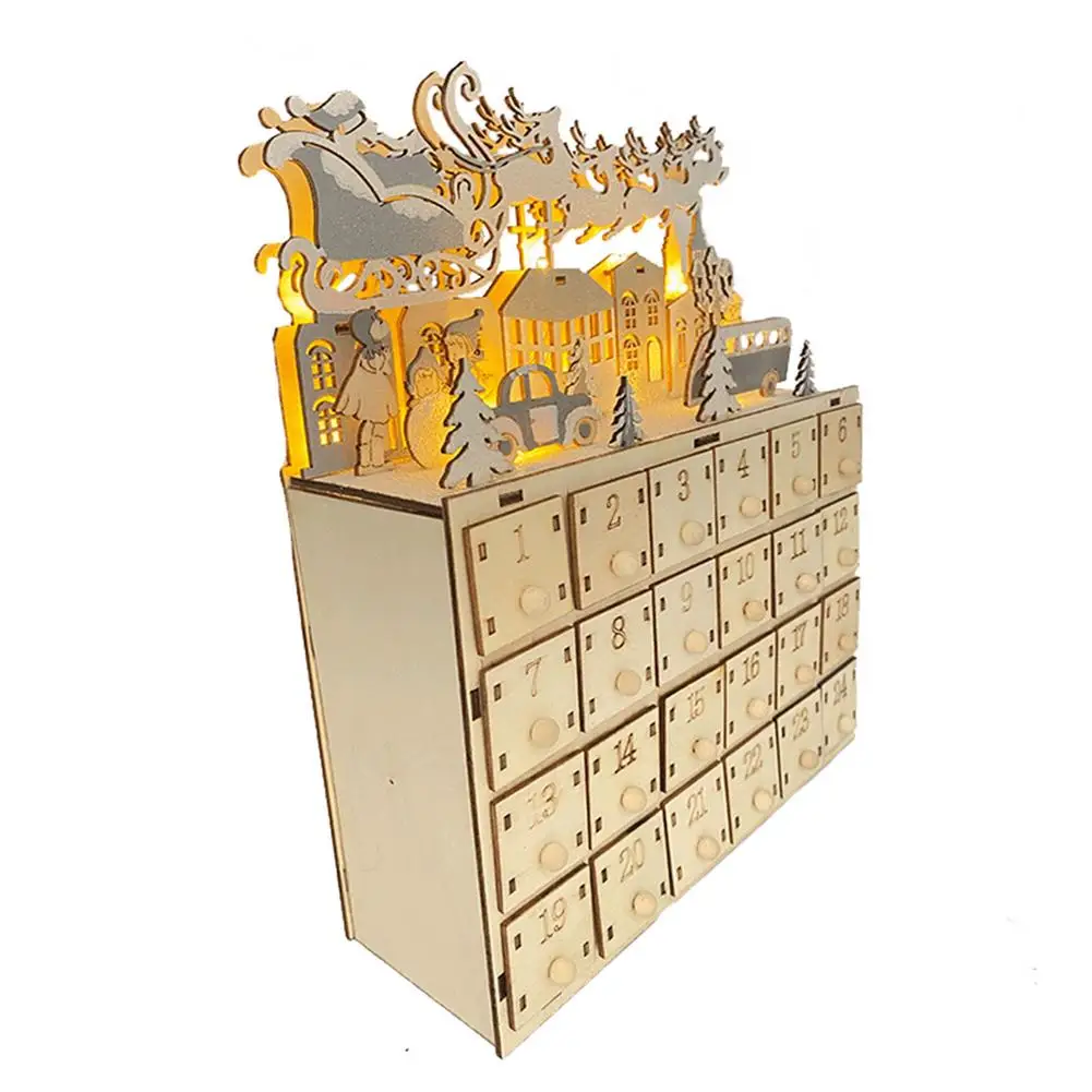 

Календарь с обратным отсчетом светодиодный деревянными ящиками, 24 дня