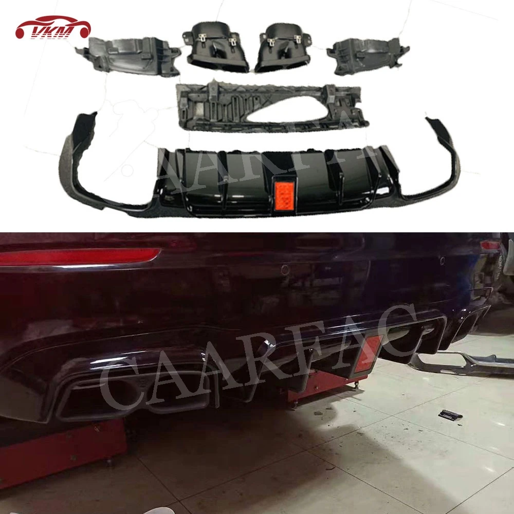 ABS автомобиль диффузор губа на задний бампер с выхлопом 4 выхода для Mercedes Benz E Class