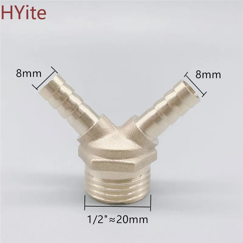 Латунный фитинг с двумя шлангами 1/2 &quotBSP наружная резьба 8 мм/10 мм шланговая
