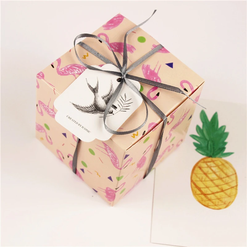 6 шт./компл. бумажные подарочные коробки с фламинго | Дом и сад