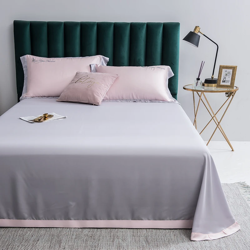 

600TC Tencel Silky Embroidery bedding Set Home Textile Bed Sheet Bedclothes Duvet Cover Flat Sheet Pillowcases Queen King #/