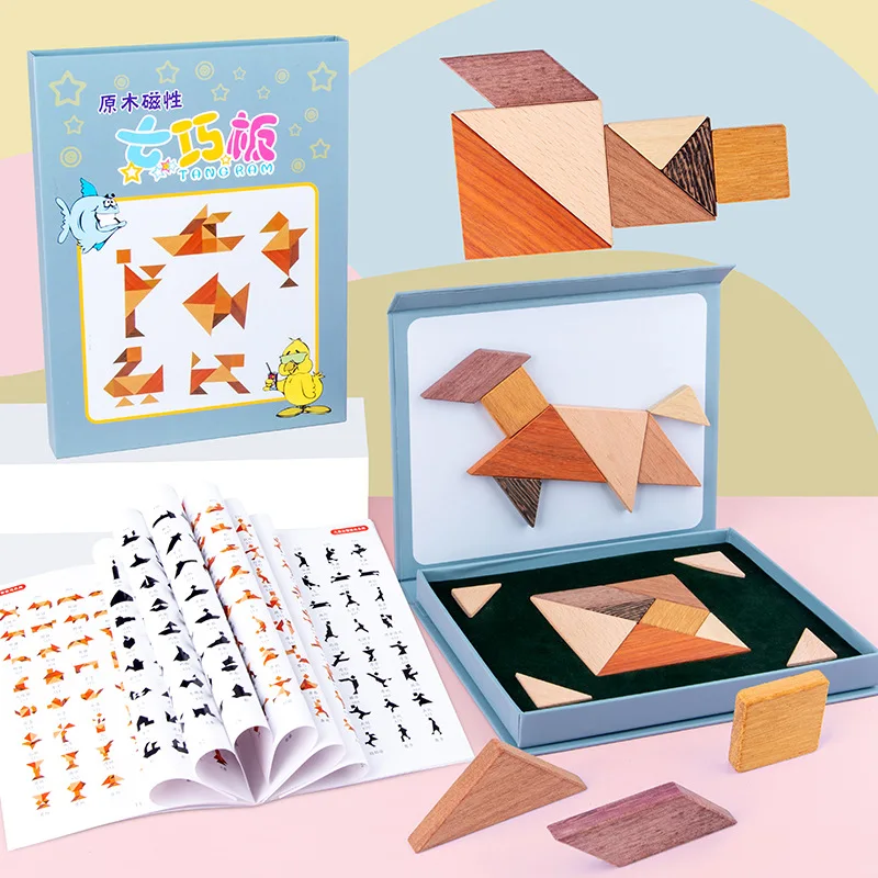 Магнитный Танграм пазл 3D головоломка Монтессори обучающая игрушка доска для