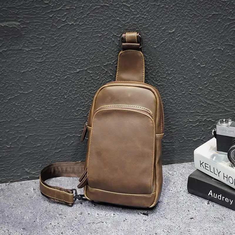 

Xiao.p Men's Crazy Horse Leather Pu Leather Crossbody Bags Chest Bag Messenger Bag Single Shoulder Bags Package Travel Purse