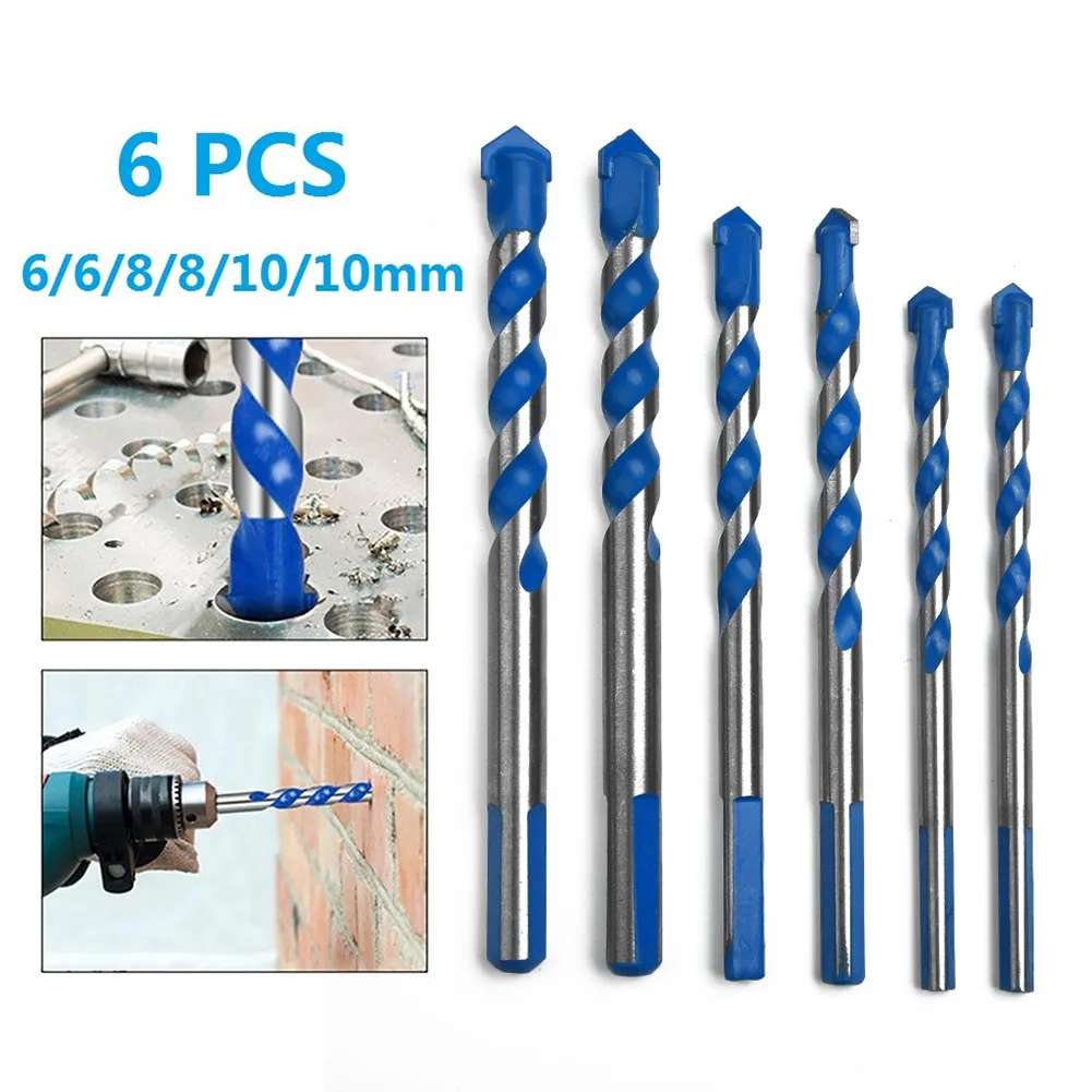 

6Pcs/set 6/8/10mm Multi-functional Glass Ceramic Drill Bit Triangle Bits Ceramic Tile Concrete Brick Metal Stainless Steel Wood