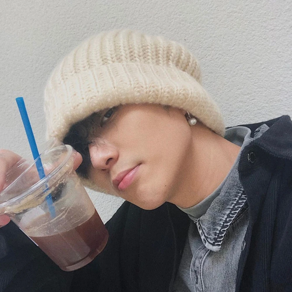 Осень-зима большая версия толстой шерстяной шапки свободная вязаная шапка из