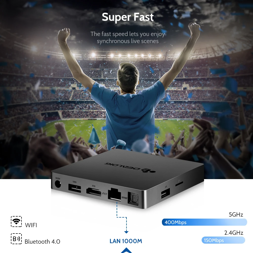 Новый DEALDIG BOXD7 Смарт ТВ приставка Android 7 1 Allwinner H6 3 ГБ 16 32 HDMI Голосовое управление 4K