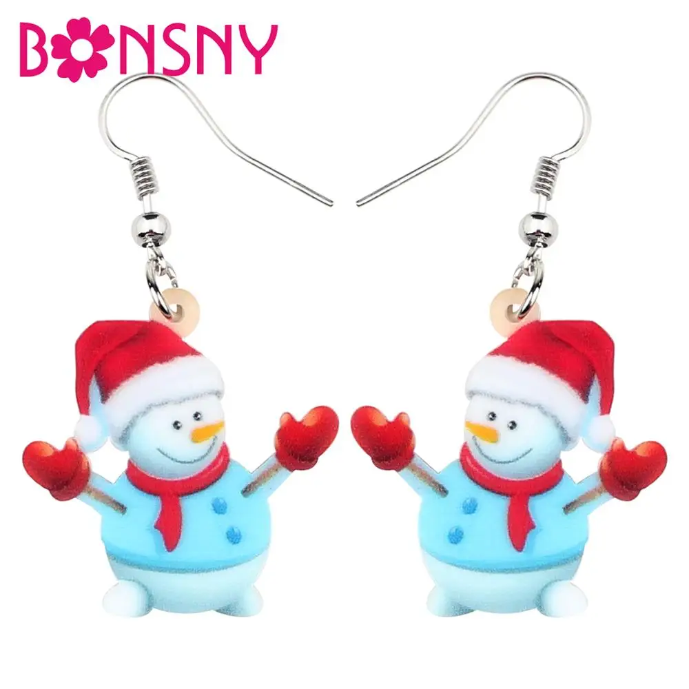 

Bonsny Acrylic Christmas Sweet Gloves Snowman Earrings Drop Dangle 2019 New Jewelry For Women Girl Teen Festival Party Gift Bulk