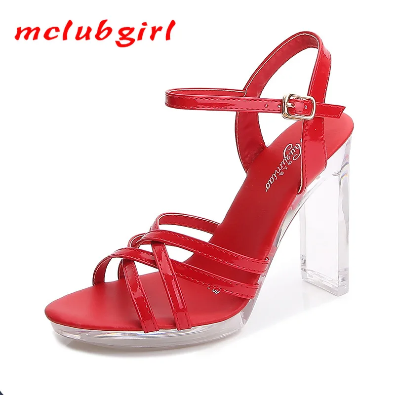 

MCLUBGIRL 2021 Spring Catwalk Mannequin Shoes Flat Heel Sexy Black Platform 11cm High Heel Sandals for Women Summer LFD-9053-2A