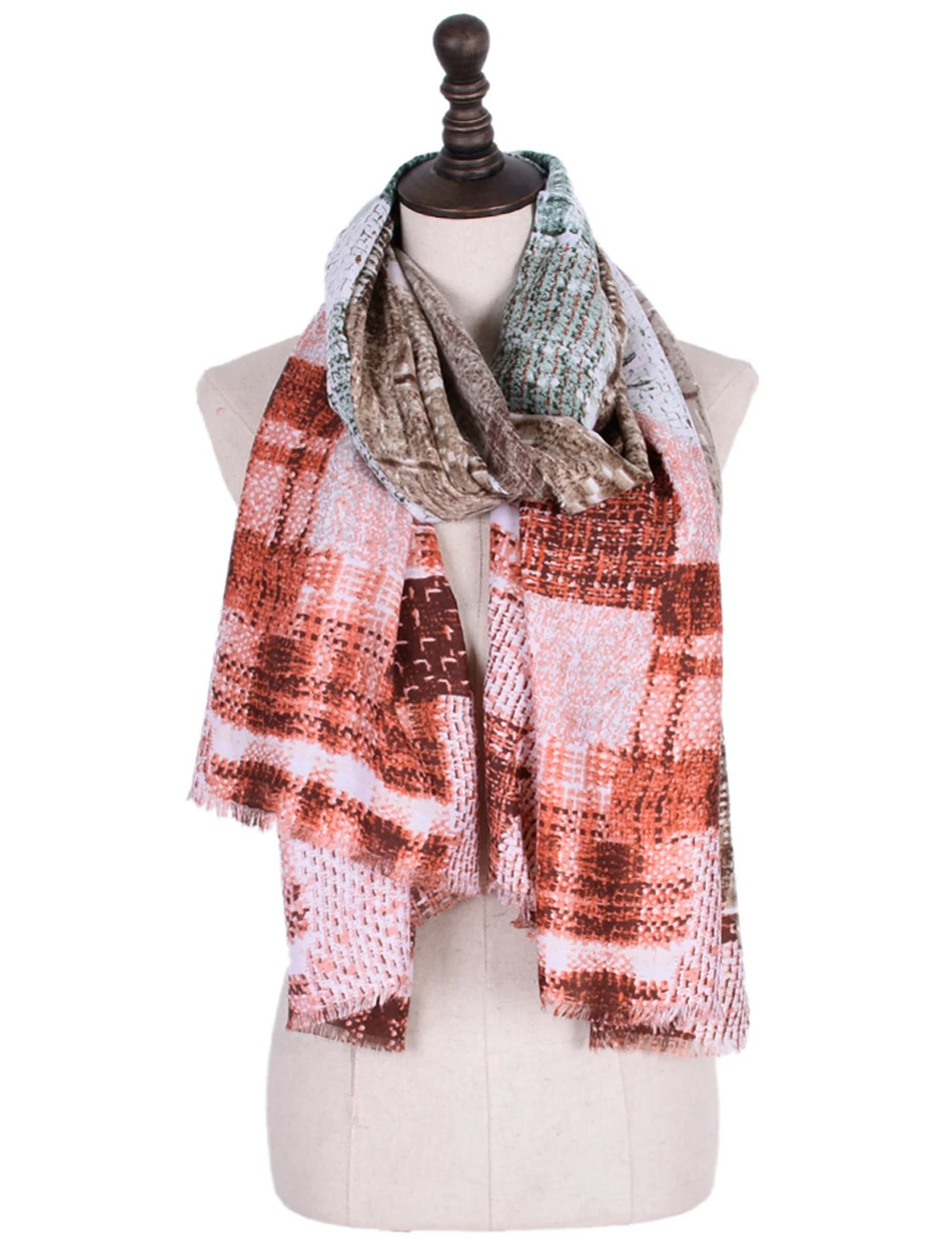 Новый зимний женский винтажный шарф клетчатый теплый кашемировый жилет Пашмина