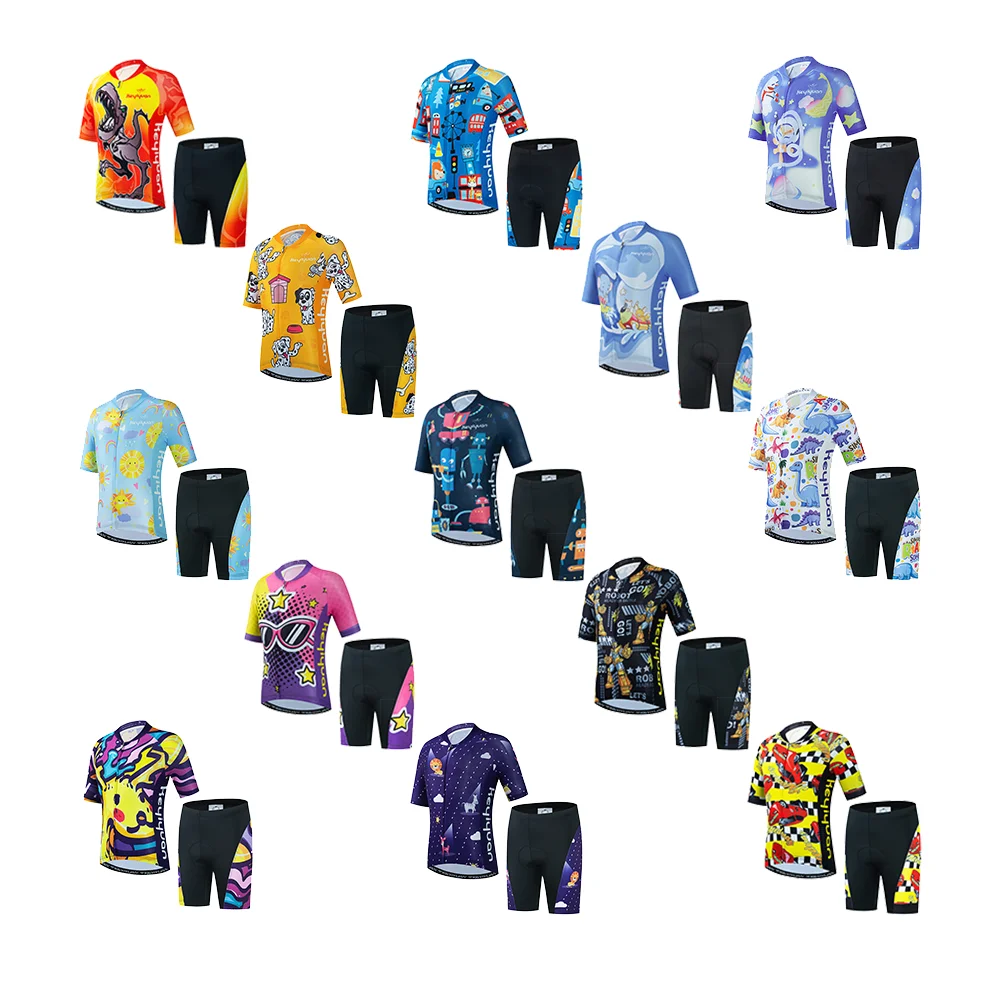 

KEYIYUAN 2022 New Team Kids Short Sleeve Cycling Jersey Set Children Bike Clothing Suit Summer Bicycle Wear Equipacion Ciclismo