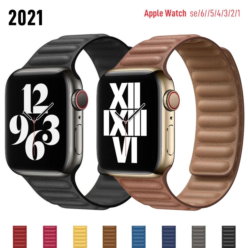 Фото Ремешок кожаный для Apple watch band 44 мм 40 мм, оригинальный магнитный браслет для наручных часов Apple watch band 1:1 38 мм 42 мм, iWatch seвозы 3 5 4 6 №2