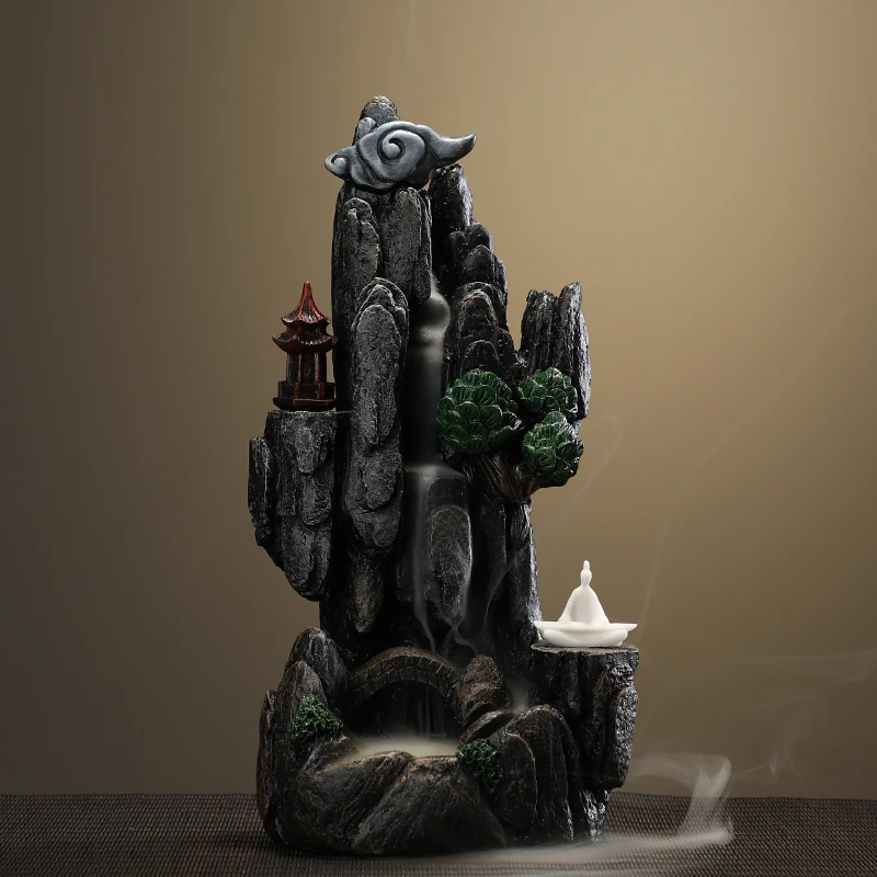 

Backflow Incense Burner Mountain Stand Indoor Waterfall Aroma Burner Incense Sticks Incienso Quemador Home Furnishings BI50IB