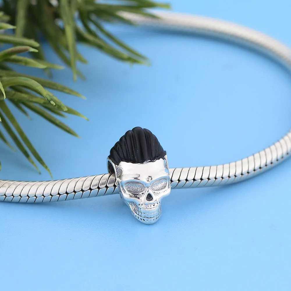 Fit Original Charm Bracelet Authentic 925 Sterling Silver Punk Rock Music Style Skull Bead For Making Women Berloque 2021 New | Украшения и