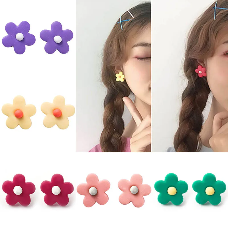 Летние крутые и элегантные серьги в виде цветка из смолы модные дикие