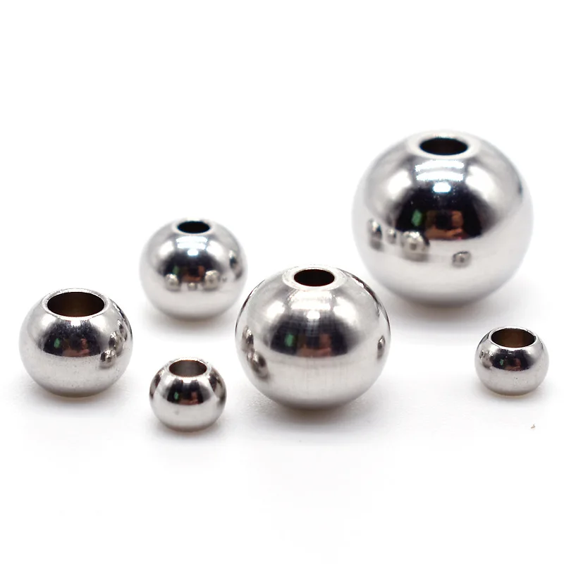 40pcs Stainless Steel Spacer Beads Ball 3 4 5 6 8 10 12 MM Round Loose Beads Bracelet Necklace Jewelry Making DIY Accessories