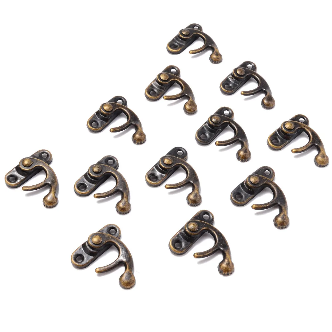 

12pcs Mini Vintage Iron Horns Lock Leather Craft Bag Horns Lock Jewelry Gift Wine Wooden Box Hasp Latch Hook Decor Hardware