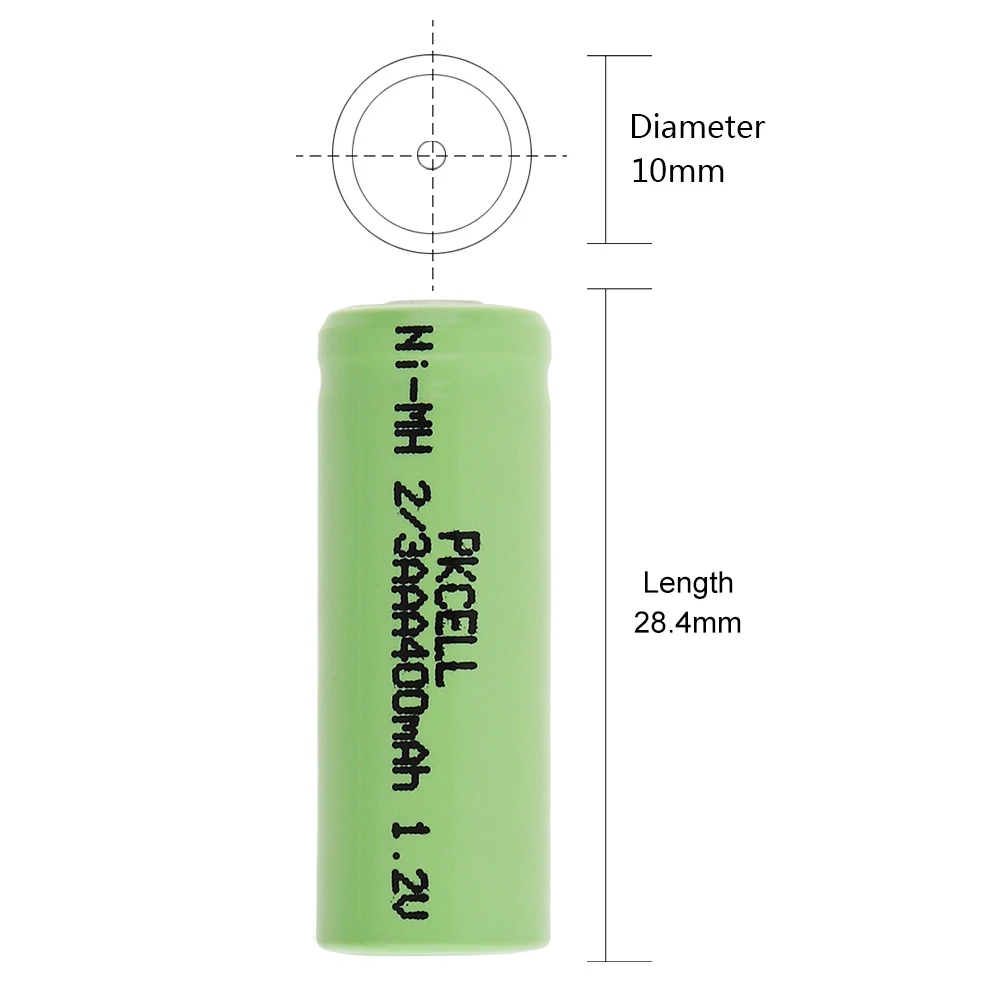 4 шт./лот Pkcell 2/3 AAA 400mAh 1,2 V Ni-MH LSD аккумуляторная батарея для игрушек/Будильник/часы/беспроводная мышь/игровая ручка