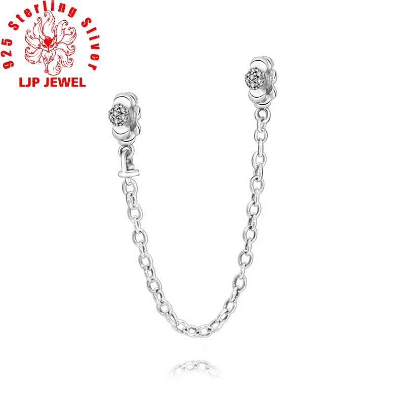 

2020 Valentine's New 925 Sterling Silver Beads Beads Pave Safety Chain Charm fit original pandora Bracelets Women DIY Jewelry