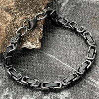 stainless steel vintage bracelet men black cuban chain retro wristband male fashion jewelry christmas gift wholesale accessories