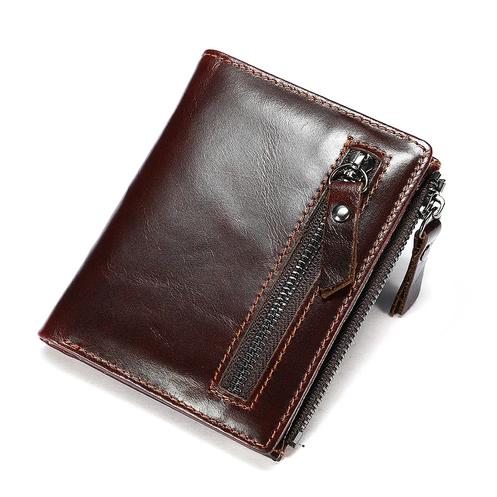 

Men Wallets Genuine Leather Wallets for Credit Card Holder Zip Small Wallet Man Leather Wallet Short Slim Coin Purse Men wallets