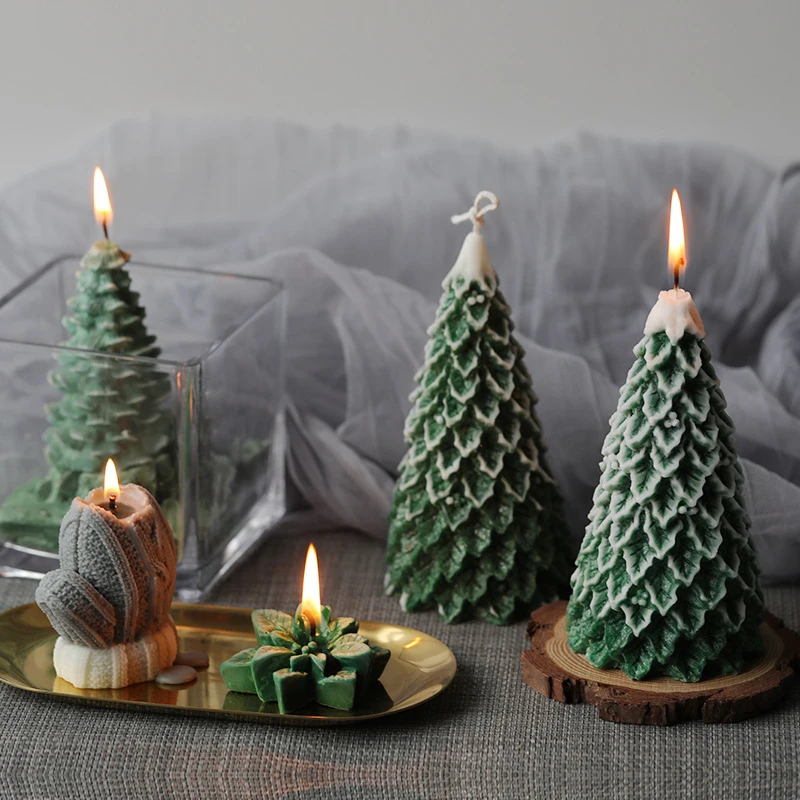 

3D Christmas Tree Aromatherapy Candle Mold Silicone Mold Handmade DIY Scented Candle Xmas Gifts Snowflake Fondant Baking Molds