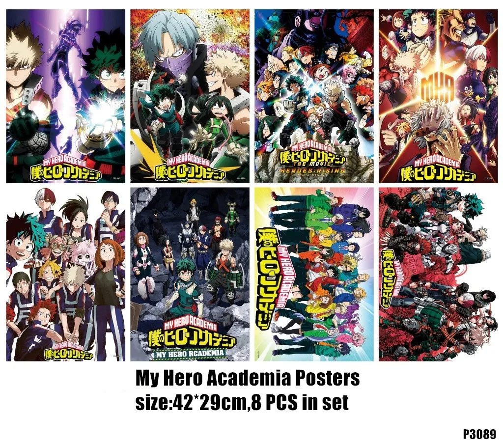 8 шт./лот Boku no hero Академия новейший аниме тиснение видео игры плакат Размер 42x29 см