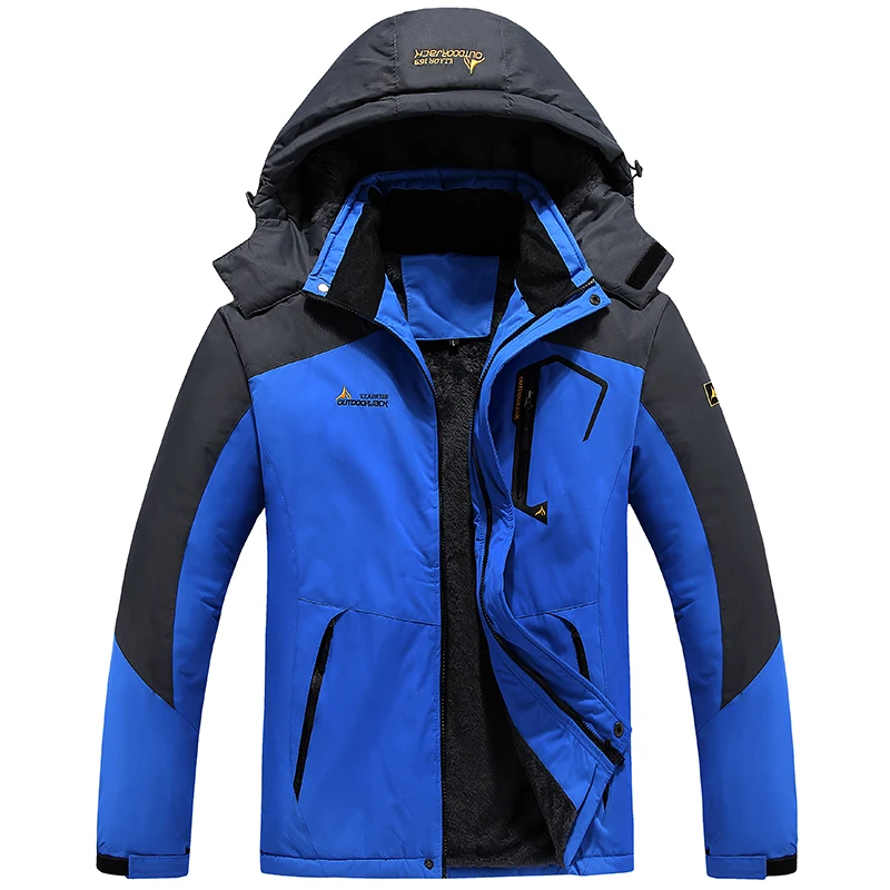 Winter Fleece Snowproof Windproof Waterproof Winter Jacket Outdoor Camping Mountaineering Ski Suit Plus Velvet Down Jacket 6XL
