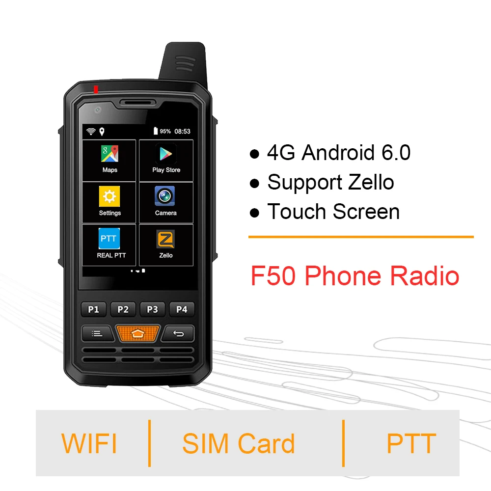 4G F50 сетевое радио Zello Walkie Talkie Android 6 0 PTT мобильный телефон с сенсорным