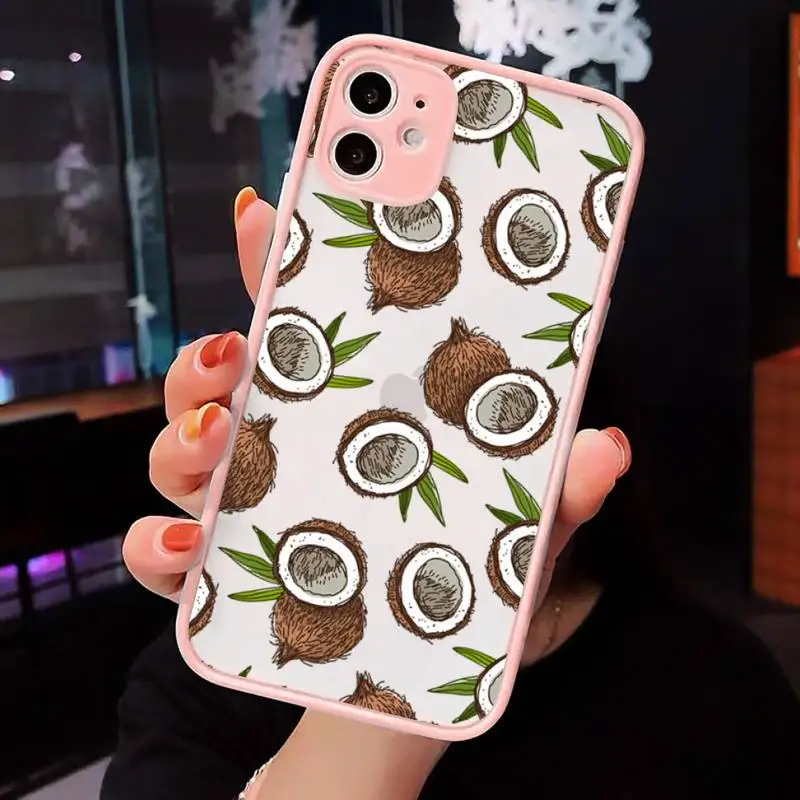 

Summer beach fruit coconut Phone Cases matte transparent For iphone 7 8 11 12 plus mini x xs xr pro max cover