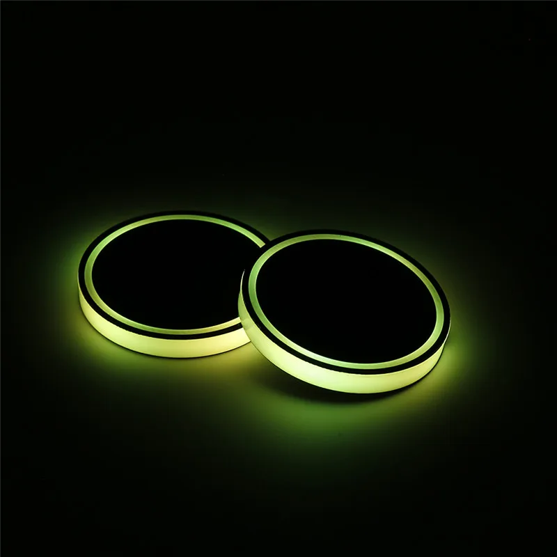 2In1Car Cup Holder Pad RGB светодиодный светильник бутылка для воды Напитки Coaster атмосферная