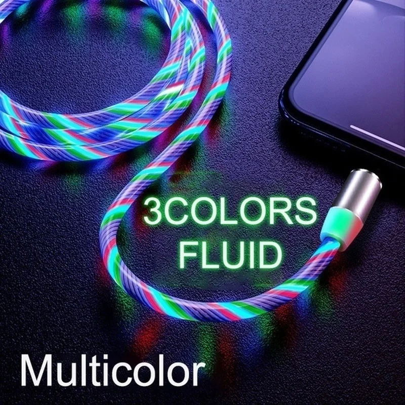 Магнитный Micro usb type C 8-контактный светящийся usb-кабель для быстрой зарядки 2,4 А для samsung OPPO VIVO huawei iPhone светодиодный магнитный провод