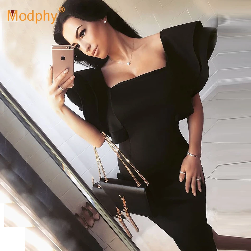 Женское облегающее платье без рукавов Красное Облегающее с оборками Клубное