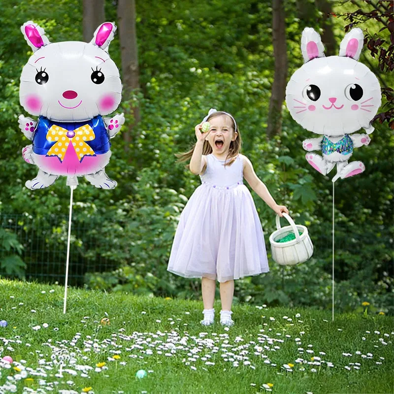 2 шт. Новые Пасхальные шары в виде белого кролика из алюминиевой пленки животных