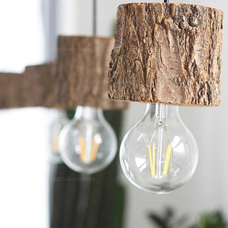 Подвесной светильник из натурального дерева 1 одиночная лампа подвесной шнур в