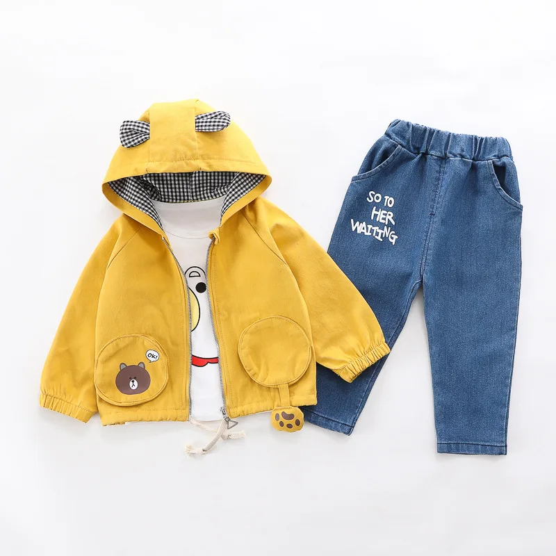 

1-4TPremium selectionSpring Autumn Baby Boys Clothing Set Boys Tracksuit 3 Pcs Coat+SHIRT+pants Clothes Suit