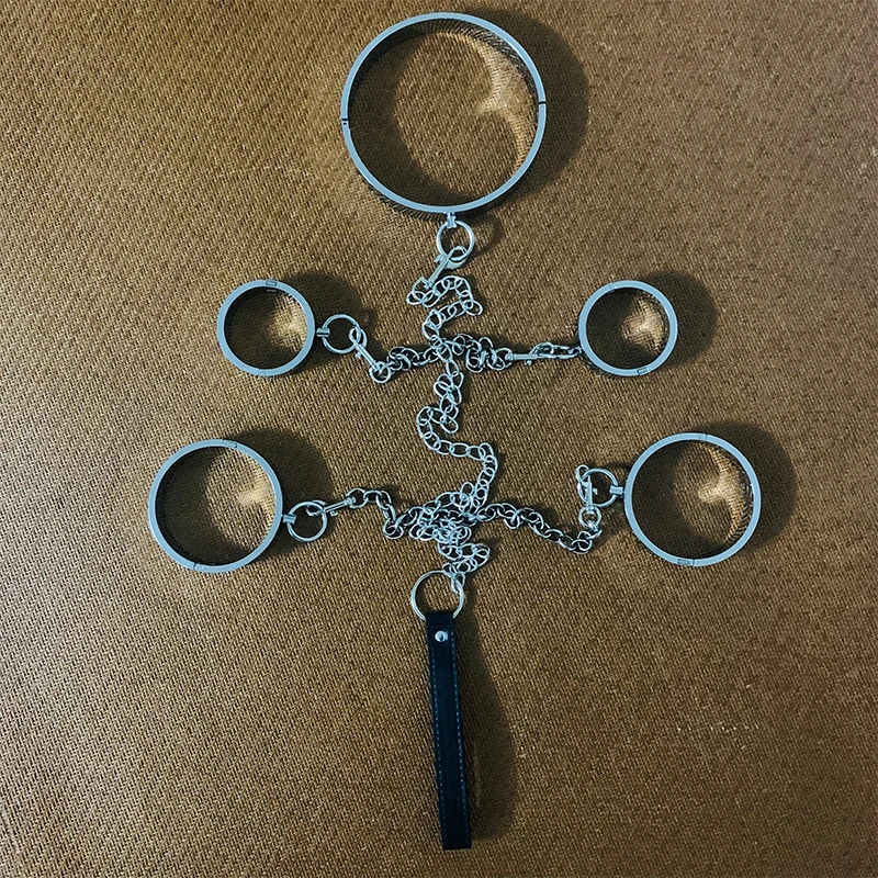 Эротический ошейник из Нержавеющей Стали Металлические наручники манжеты на