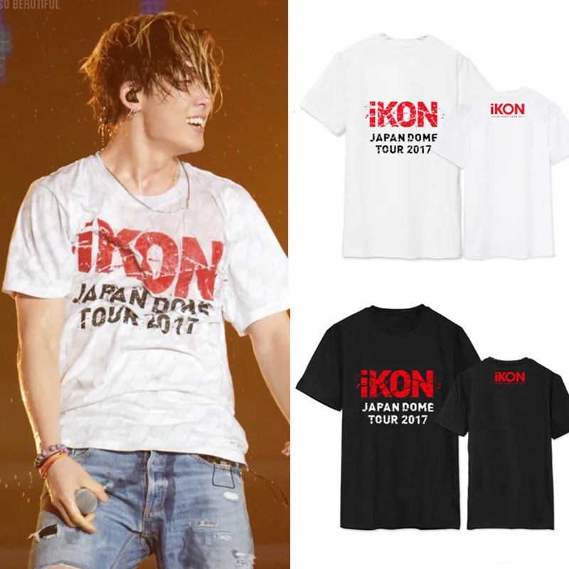 Kpop IKON JAPAN DOWE TOUR 2017 футболки с альбомами K POP Повседневная хлопковая футболка