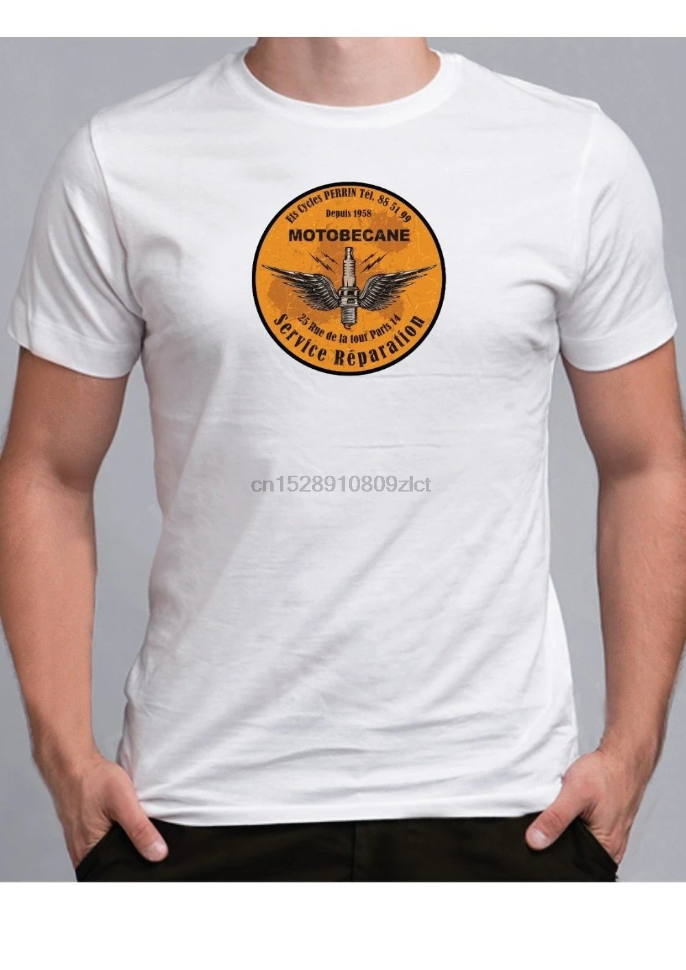 Футболка Motobecane винтажная с логотипом мотоцикла для французского скутера и