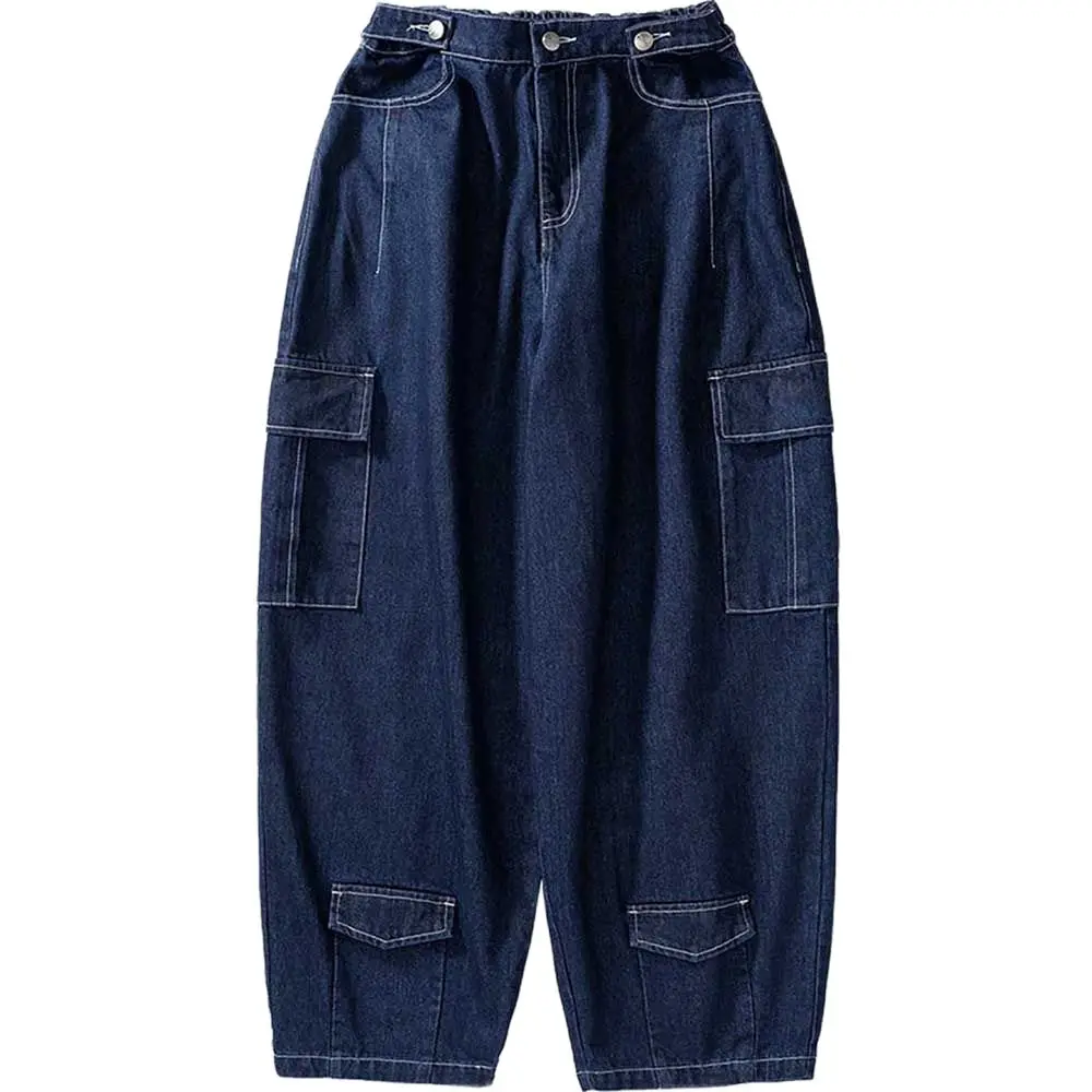 New Fashion Cargo Jeans Men and Women Casual Denim Pants Hiphop Harem Trousers Straigth Loose Baggy Streetwear Jeans Clothing