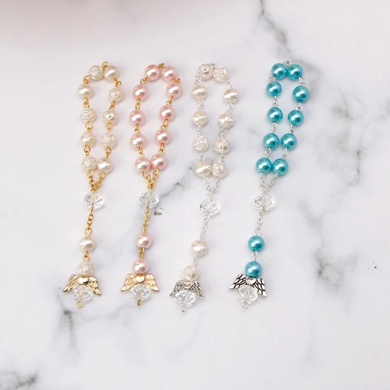 Четки для крещения Акриловые миниатюрные четки с ангелом первого причастия