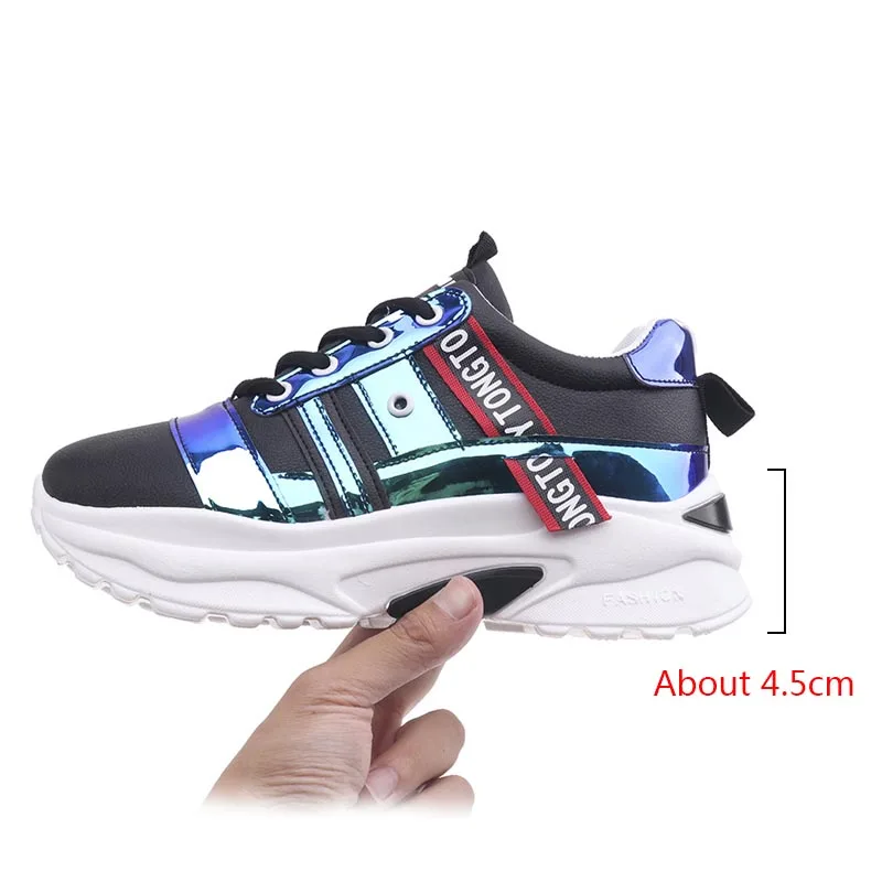 Обувь для бега на платформе Женская обувь Кроссовки с блестками Классическая