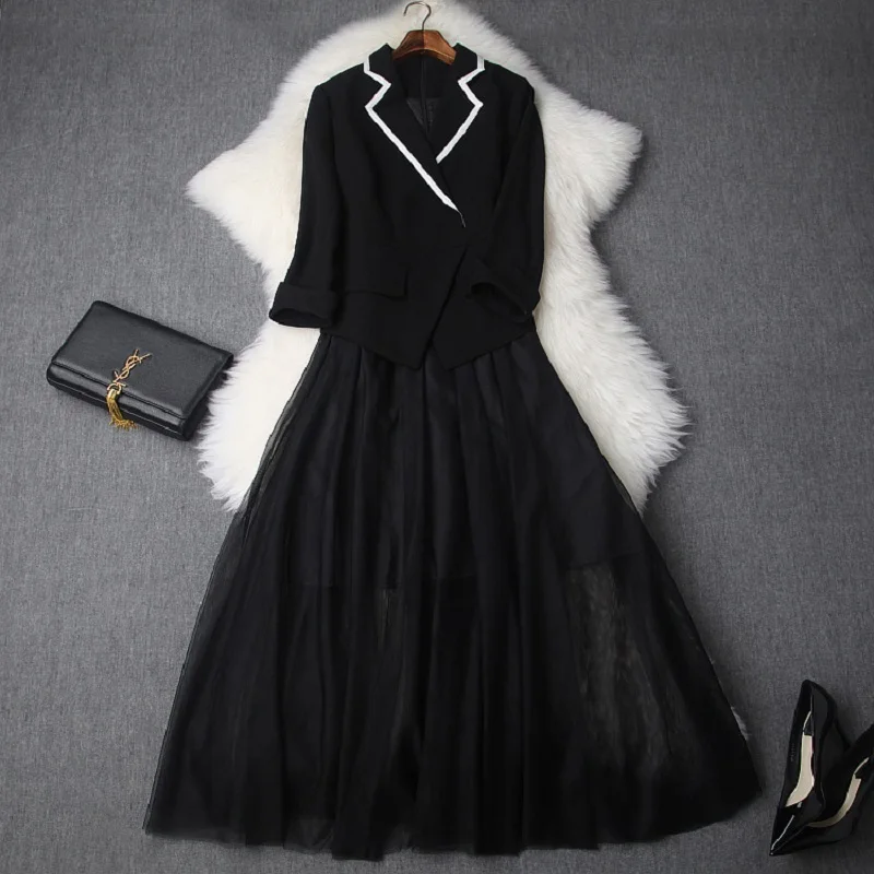 

Dress Work Office lady Runway new Superior quality autumn women elegant club dress xl Casual Patchwork long dresses winter